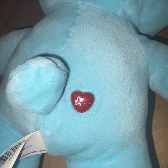 Care Bears Blue Stuffed Animal with Heart Bunny Rabbit Easter Used - Picture 4 of 5